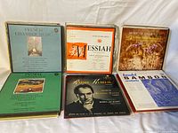 Six albums displayed front on