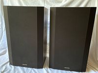 Front view of both speakers with grilles attached