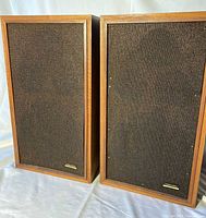 Front view of both Realistic Optimus-5 speakers with grilles attached