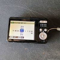 Rear view of camera powered on showing LCD and controls