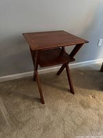 Front view of solid cherry side table