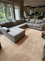 Front view of assembled U-shape sectional in room