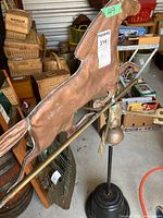 Full view of copper horse weathervane on stand