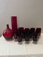 Group shot showing both vases and 15 goblets