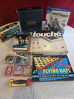 Overview of all boxed board games and small items