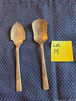 Front view of both spoons showing shapes and decorative handles