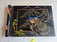 Front view showing full peacock design and cord binding