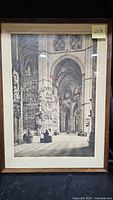Overall front view of the framed Axel Haig signed etching print titled South Aisle Toledo, showing the detailed architectural interior and figure subjects.