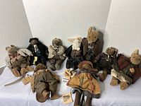 All eight dolls arranged against white backdrop