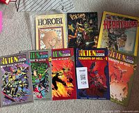 Top row: Horobi, Psycho, Heartburst; Bottom row: six Alien Legion issues including On The Edge 1-3 and Tenants of Hell 1-2 plus one additional Alien Legion issue