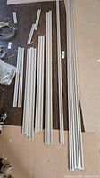 Aluminum rail sections sorted by length