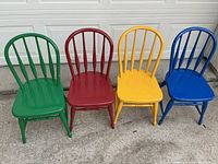 Front view of all four colored chairs