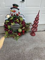 All three items: wreath, snowman holder, spiral ornament