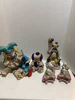 Group view showing all seven clown items