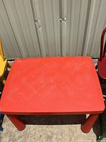 Top view of red IKEA kids table