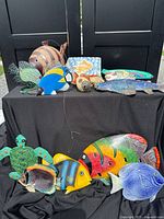 Group shot showing all fish decor pieces