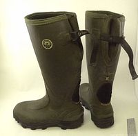 Side view of both boots showing logo, shape, and overall condition