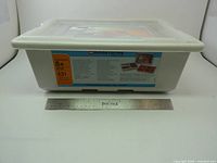 Exterior of storage bin showing Mindstorms label and age rating