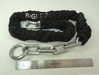 Full view of chain showing sleeve, links, quick link connector and length reference