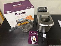 Complete fryer with basket, manual, power cord and original box