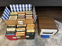 Overall lot showing Pioneer deck, box of tapes and extra stacks