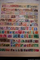 Six large stock sheets densely packed with used Hungary stamps, arranged in rows by year and type, showing a broad range of colors and designs.