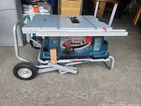 Overall view of Bosch table saw on Gravity-Rise stand