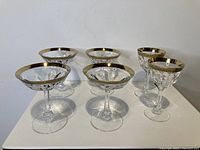 Six crystal glasses arranged together