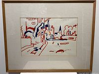 Front view of framed abstract drawing