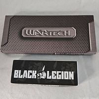 Closed Wuntech box and Black Legion box for knives