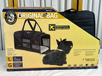 Sherpa Original Pet Carrier packaging showing image and logo with dog.