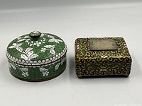 Both cloisonné boxes side by side