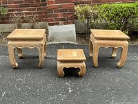 All three oak side tables front view