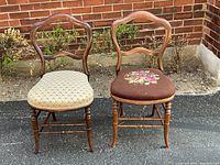 Both balloon back chairs side by side showing upholstery differences and overall form