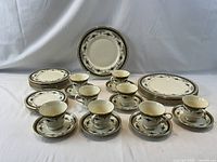 Front view of full dinnerware set