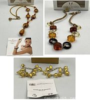 Overall view showing two necklaces and two bracelets