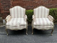 Front view of both bergere armchairs