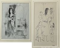 Both framed drawings side by side showing artwork and frames