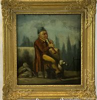 Framed oil painting frontal view