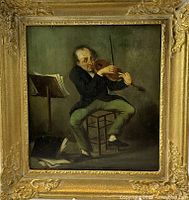 Framed oil painting close view