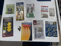 Overall shot showing all packaged items arranged on board