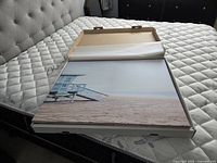 Open box showing lifeguard tower print