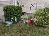 Wide view showing all garden decorations placed on lawn