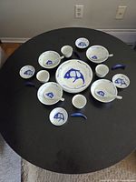 Overhead view of entire 24-piece set arranged on table