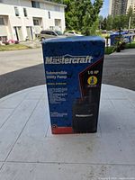 Front of retail box showing Mastercraft branding, pump image, 1.6 HP rating