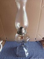 Full view assembled glass kerosene lamp