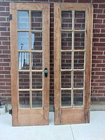 Front view of both pine French doors showing 10-pane layout