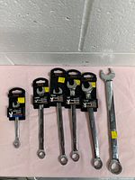 All six Pony combination wrenches laid out in size order
