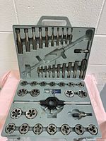 Closed view of full tap and die set in case