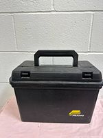 Front view of black Plano toolbox
